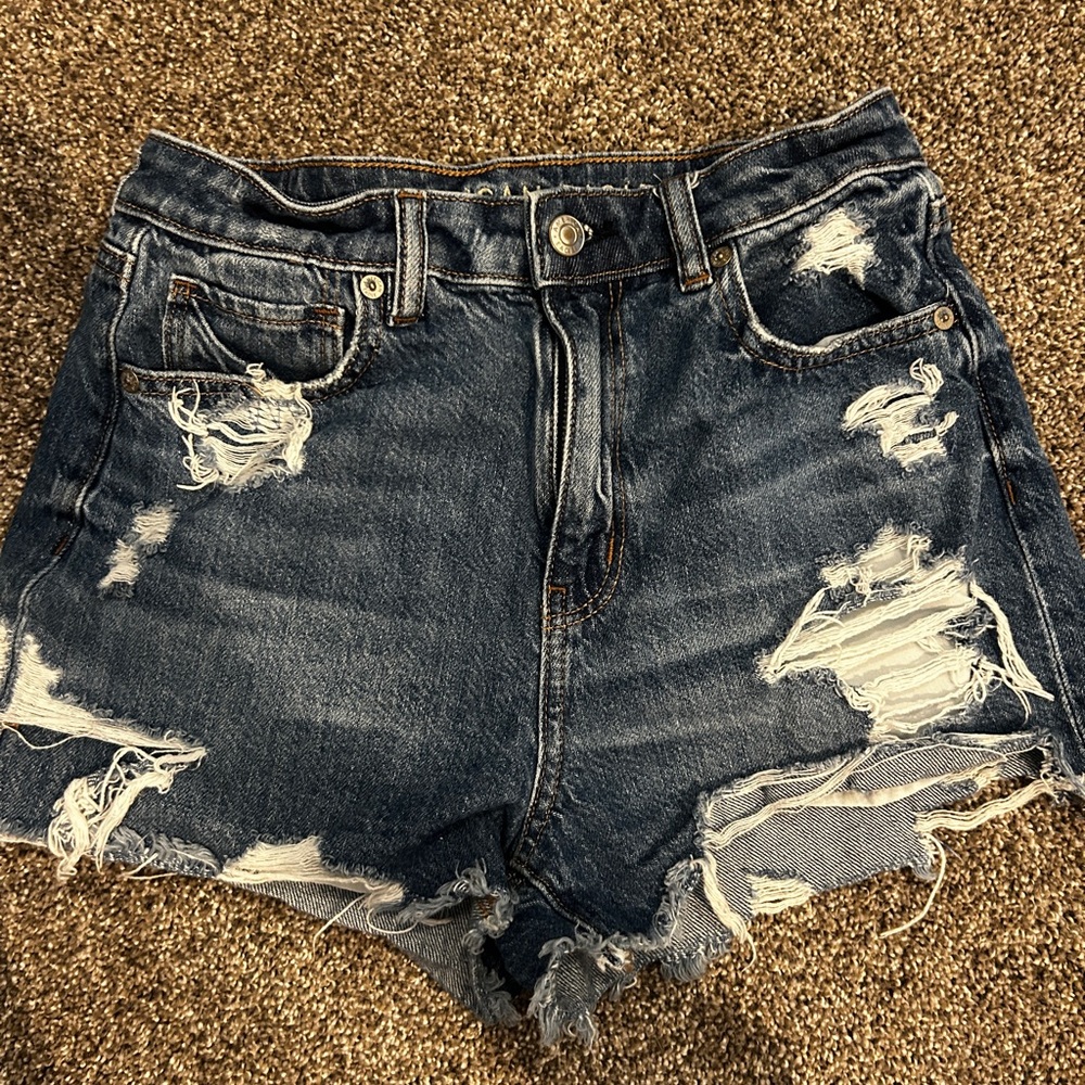 American Eagle Outfitters Ripped Dark Blue Jean Shorts